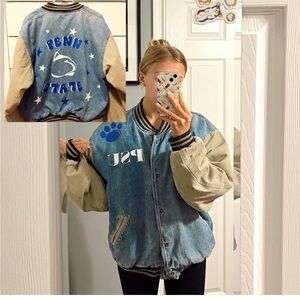 Penn State vintage thrifted jacket with painted logo
